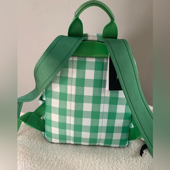 Kate Spade Sam Icon Green Gingham printed small Backpack SOLD OUT - Picture 5 of 9